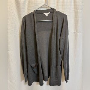 Gray Open Front Cardigan